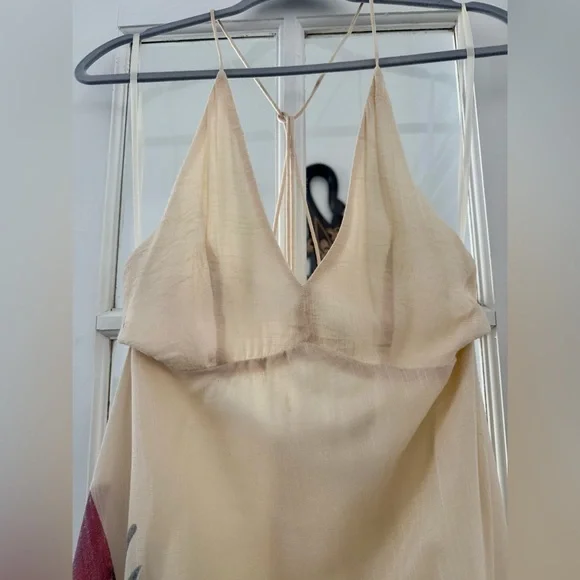 Beige zen garden cream floral print maxi dress, perfect for any formal - Picture 5 of 12